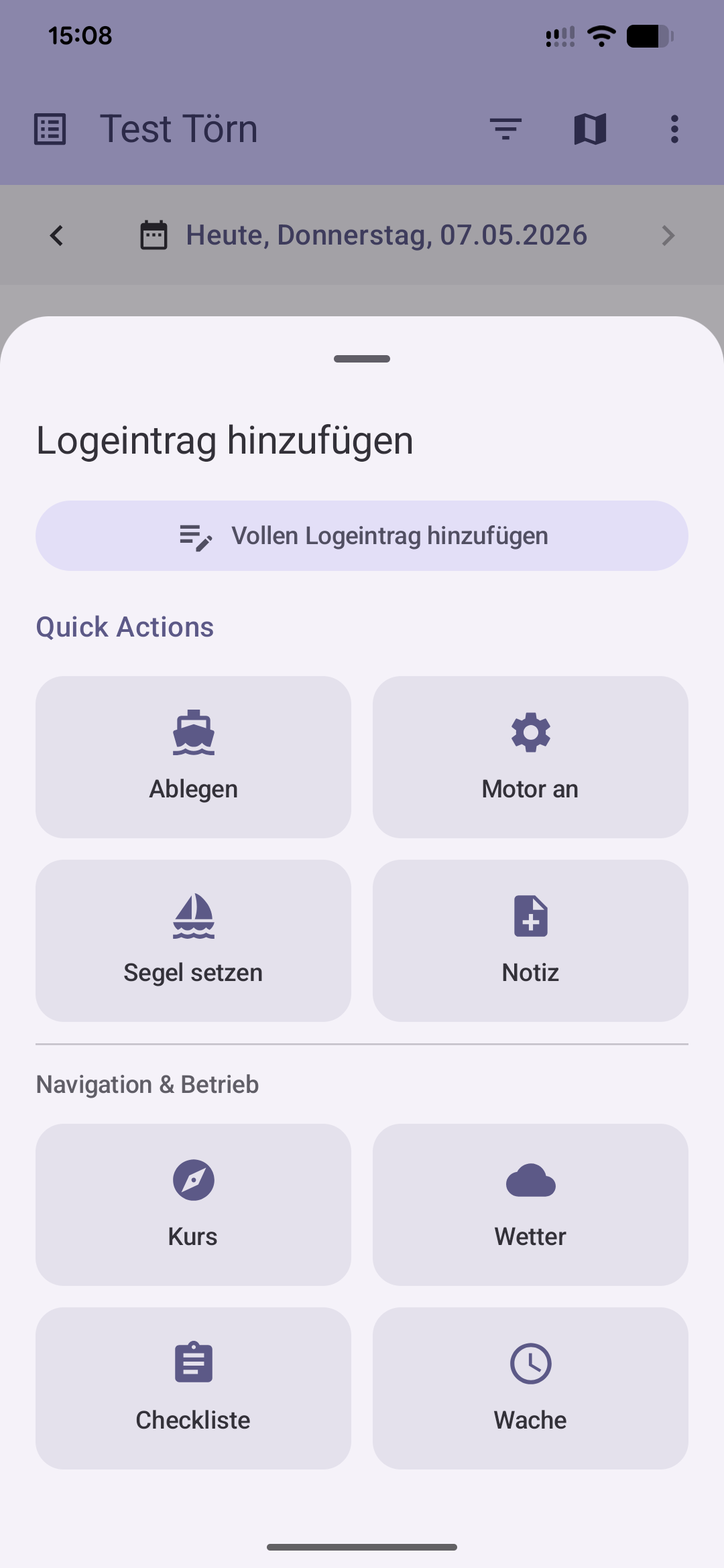 BoatLog Screenshot Quick Actions